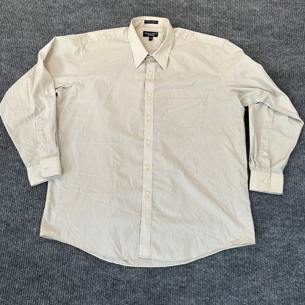 Kilburne and Finch Fine Clothiers Dress Shirt 17.5 34/35 Beige Cotton Blend